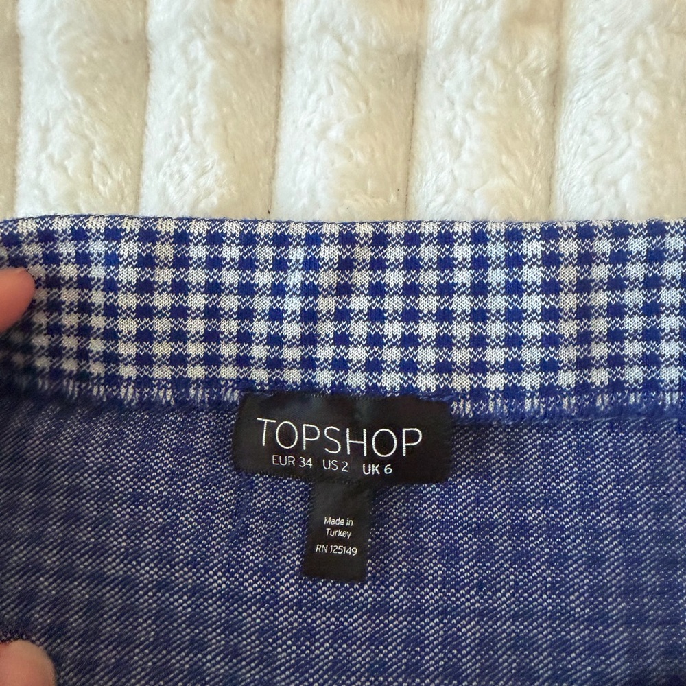 Topshop Navy Checkered Mini Skirt - Picture 3 of 4